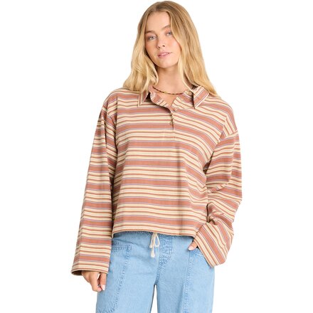 Sugar Stripe Long-Sleeve Polo Top - Women's