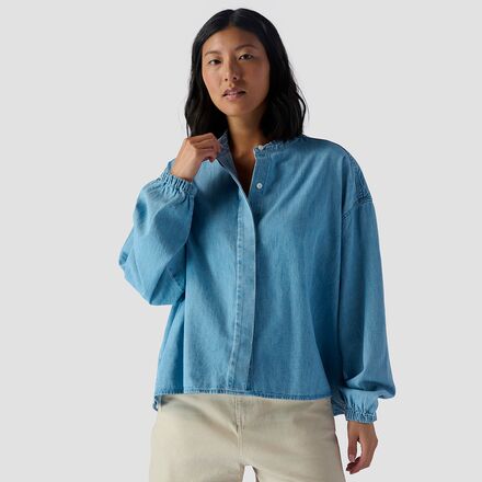Basin and Range - Ruffle Collar Denim Shirt - Women's - Denim Wash