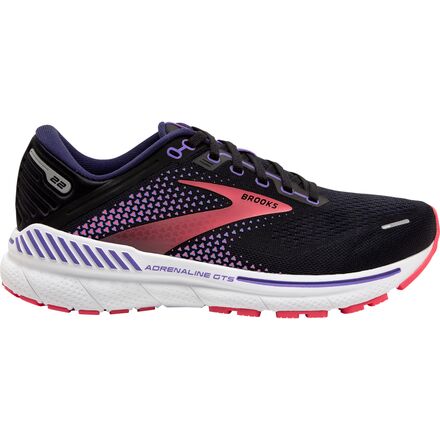 Brooks - Adrenaline GTS 22 Running Shoe - Wide - Women's - Black/Purple/Coral