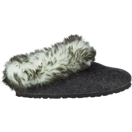 Birkenstock - Kaprun Faux Fur Narrow Slipper - Women's - Anthracite Wool/Faux Fur