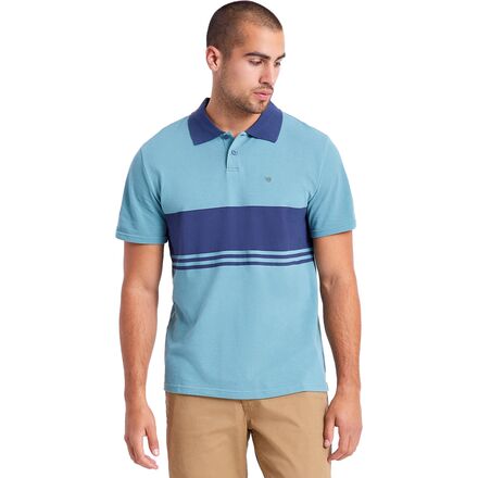 Brixton - Shield Stripe Polo X Knit Shirt - Men's - Ocean/Washed Navy