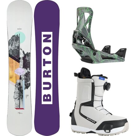 burton hideaway flat top snowboard for sale Women's Rocker 148cm, Directional Shape With Bend All-Terrain Stability & Playful Ride a top choice for female snowboarders seeking versatility and performance Burton Hideaway Snowboard + Step