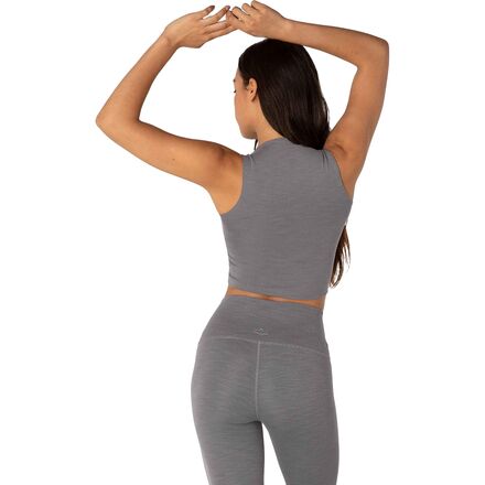 Beyond Yoga - Heather Rib Square Neck Cropped Tank Top - Women's