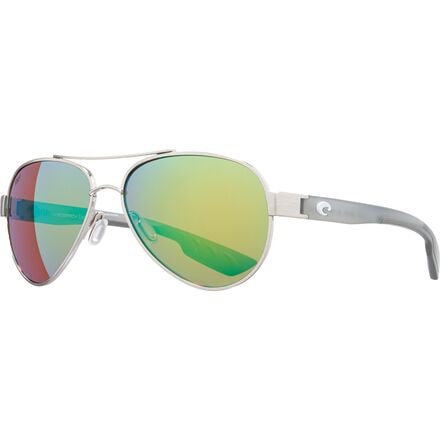 Costa - Loreto 580P Polarized Sunglasses - Ocearch Brushed Silver With/Gray Crystal Temples /Green Mirror
