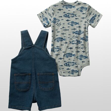 Carhartt - Fish Print SS Bodysuit & Denim Shortall Set - Infant Boys'