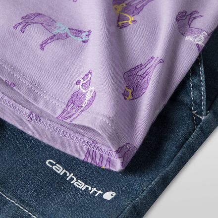 Carhartt - Horse Print SS T-Shirt & Denim Short Set - Toddler Girls'