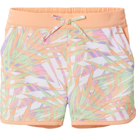 Columbia - Sandy Shores Boardshort - Girls' - Peach Dye Palms Tonal/Peach