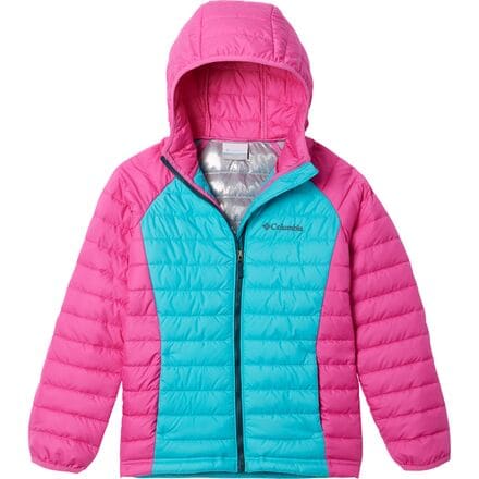 Columbia - Powder Lite Hooded Insulated Jacket - Girls' - Geyser/Pink Ice
