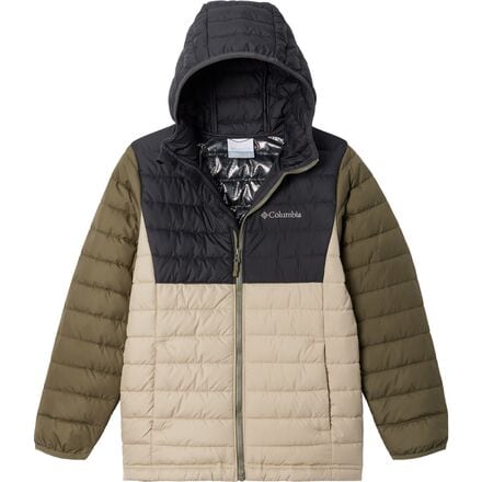 Columbia - Powder Lite Hooded Insulated Jacket - Boys' - Ancient Fossil/Shark/Stone Green