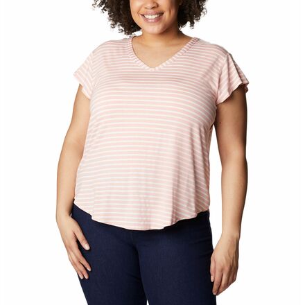 Columbia - Essential Elements Relaxed Short-Sleeve T-Shirt - Women's - Faux Pink Space Dye Stripe