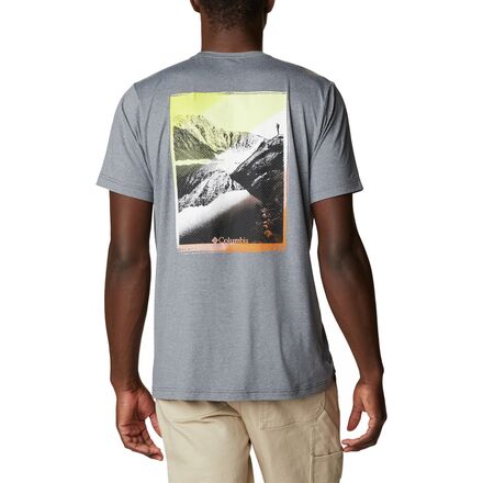 Columbia - Tech Trail Graphic T-Shirt - Men's - City Grey Heather/Mirror Mountains Back