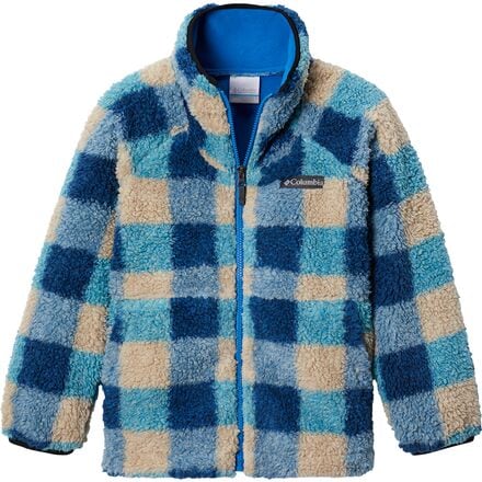 Columbia - Winter Pass Printed Sherpa Full-Zip Jacket - Boys' - Bright Indigo Check Multi