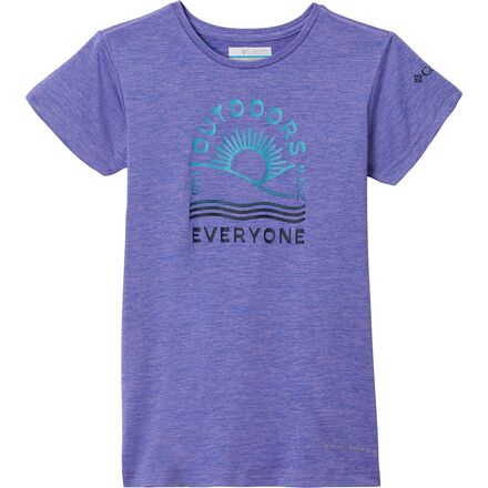 Columbia - Mission Peak Short-Sleeve Graphic Shirt - Girls' - Paisley Purple Hthr/Outdoors Everyone