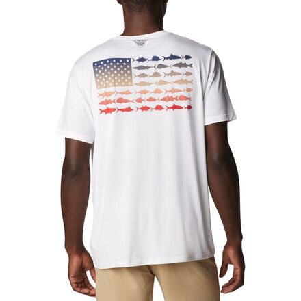 Columbia - PFG Fish Flag Tech Short-Sleeve T-Shirt - Men's - White/Red Spark Gradient