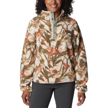 Columbia - Helvetia Cropped Half Snap Pullover - Women's - Chalk/Floriculture