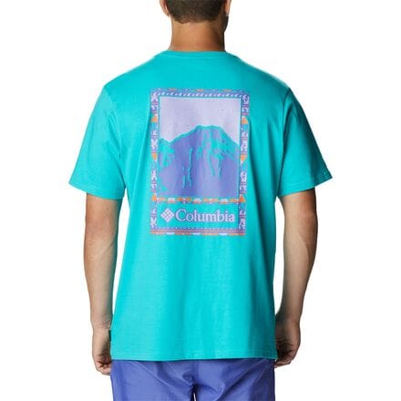 Columbia - Explorers Canyon Back T-Shirt - Men's - Bright Aqua/Bordered Beauty Graphic