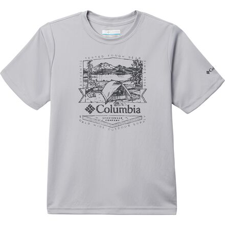 Columbia - Fork Stream Short-Sleeve Graphic Shirt - Boys' - Columbia Grey/Lakeside Badge