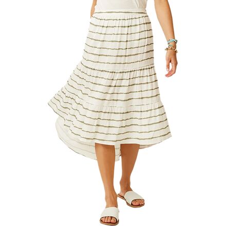Carve Designs - Grace Skirt - Women's - Olive Tie Dye Stripe