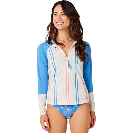 Carve Designs - Kona Rashguard - Women's - Sunny Stripe/Bluebay
