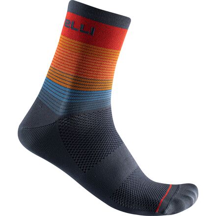 Castelli - Scia 12 Sock - Red/Orange/Dark Steel Blue