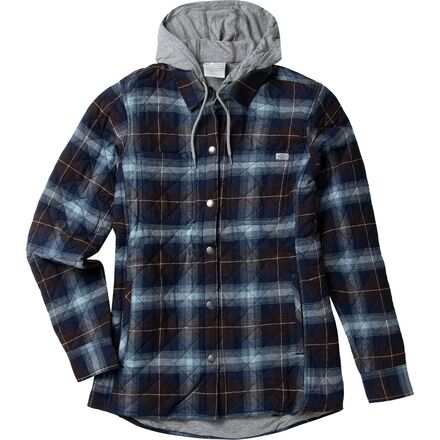 Dickies - Hooded Flannel Shirt Jacket - Women's - Chocolate Brown/Clear Blue Ombre