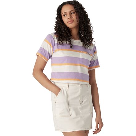 Dickies - Pattern Short-Sleeve Pocket T-Shirt - Women's - White/Purple Collegiate Stripe