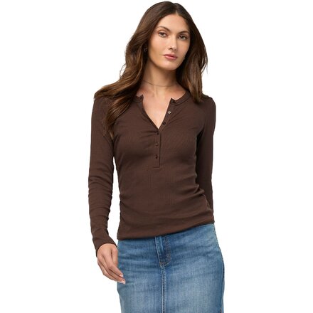 Ribbed Pima Long-Sleeve Henley Top - Women's