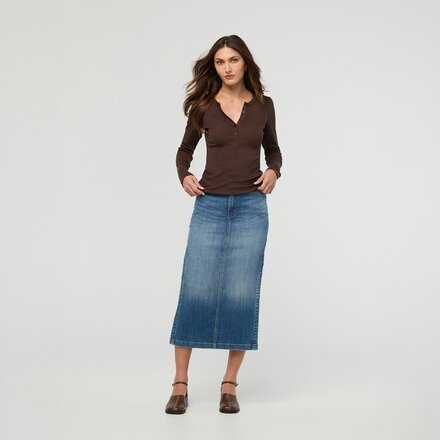 DU/ER - Ribbed Pima Long-Sleeve Henley Top - Women's