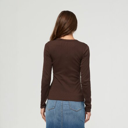DU/ER - Ribbed Pima Long-Sleeve Henley Top - Women's