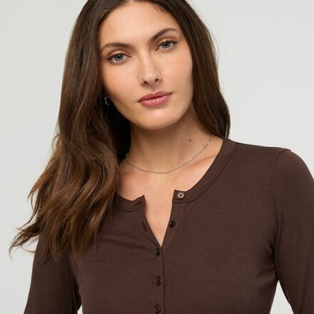 DU/ER - Ribbed Pima Long-Sleeve Henley Top - Women's