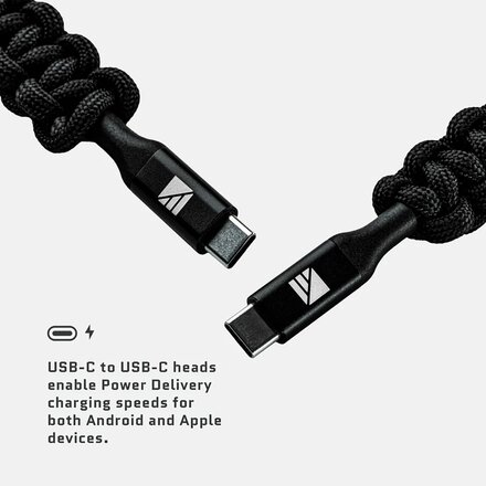 Dark Energy - USB-C to C Cable, Paracord wrapped, 3 ft PD enabled