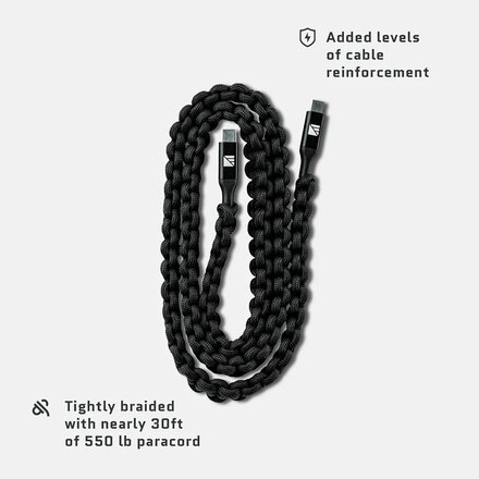 Dark Energy - USB-C to C Cable, Paracord wrapped, 3 ft PD enabled