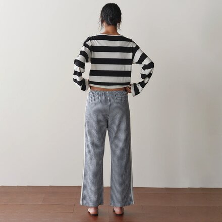 Donni - The Cotton Gingham Stripe Crop Pant - Women's