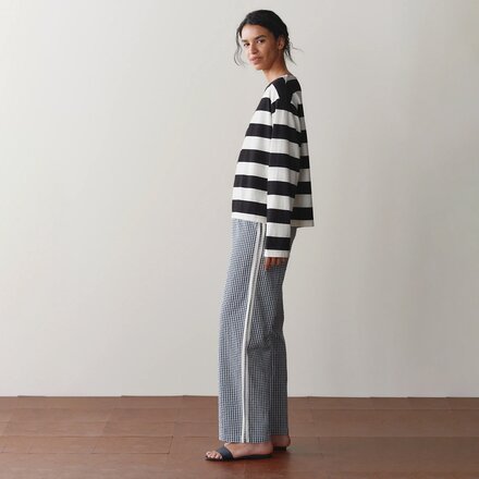 Donni - The Cotton Gingham Stripe Crop Pant - Women's