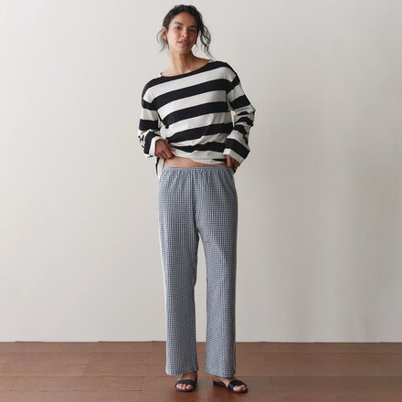 Donni - The Cotton Gingham Stripe Crop Pant - Women's