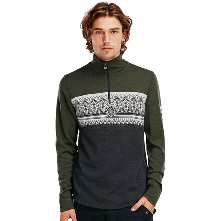 Dale of Norway - Moritz Basic Sweater - Men's - Dark Green/Dark Charcoal/Off White