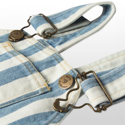 Dotty Dungarees - Faded Stonewash Stripe Short Overalls - Toddlers'