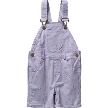 Dotty Dungarees - Floral Lilac Short Overalls - Kids' - Purple