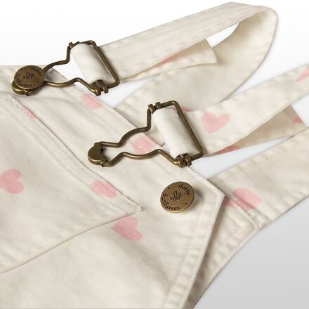 Dotty Dungarees - Pink Heart Frill Short Overalls - Infants'