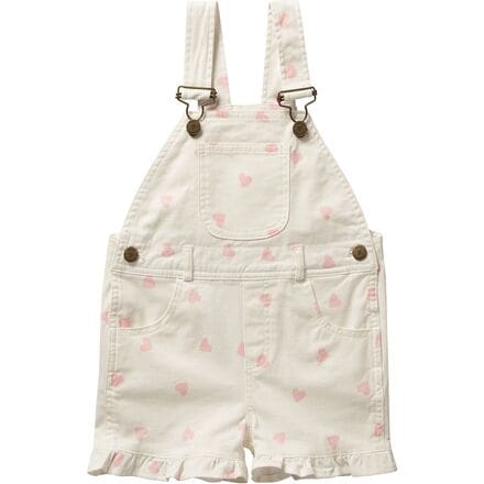 Dotty Dungarees - Pink Heart Frill Short Overalls - Toddlers' - Pink