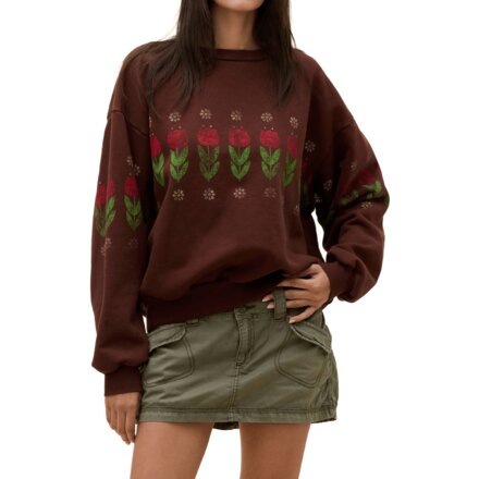 Camp Flowers Oversized Crew Sweatshirt - Women's