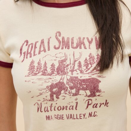DAYDREAMER - Great Smoky Mtns Contrast Slim Ringer T-Shirt - Women's