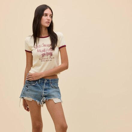 DAYDREAMER - Great Smoky Mtns Contrast Slim Ringer T-Shirt - Women's