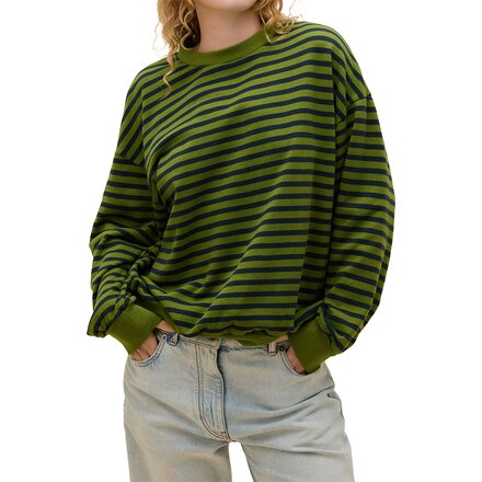 Stripe Terry Oversized Sweatshirt - Women's