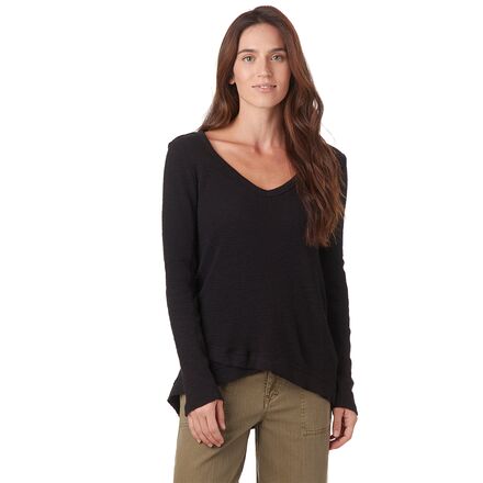Dylan - Asymetrical V-Neck Waffle Top - Women's