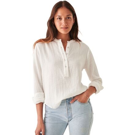 Faherty - Dream Cotton Collarless Shirt - Women's - White