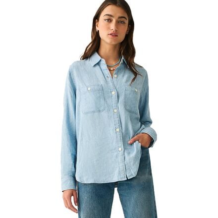 Faherty - Chambray Button Down Shirt - Women's - Mid Wash