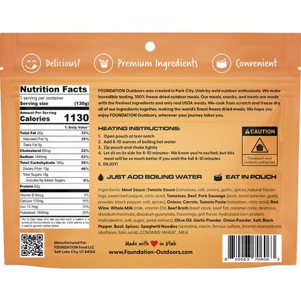 Foundation Outdoors - Spaghetti with Meat Sauce