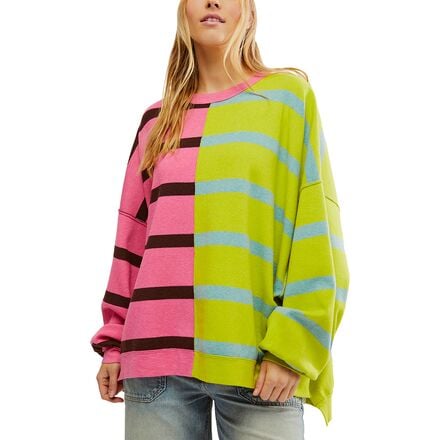 Free People - Uptown Stripe Pullover Sweater - Women's - Aurora Lime Combo