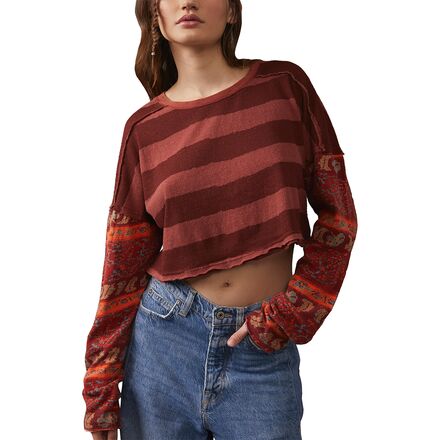 Free People - Jamie Long-Sleeve Crop T-Shirt - Women's - Moody Combo